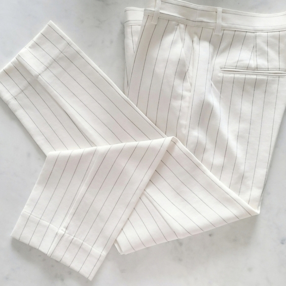 GANNI Striped Tapered Pants, Size 8, White | Black, NWOT - Picture 11 of 16